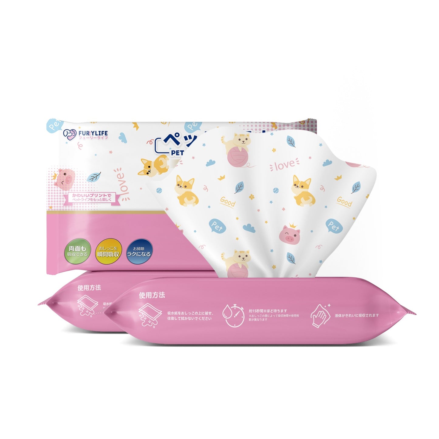 <a href="https://www.qoo10.jp/gmkt.inc/Search/brand.aspx?brandno=137797" target="_blank" class="title_brand" id="btn_brand" title="FURRYLIFE">FURRYLIFE</a>Furrylife ペット用吸水紙 おしっこ 拭き取りシート 50枚 25x30cm