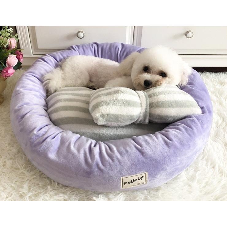 犬ベッド 猫ベッド ペットベッド クッション 猫ベッド 枕付き 犬猫兼用 可愛い ふわふわ 柔らかい ぐっすり眠れる 選べる3色 小中型犬 猫 外径45-55-65CM