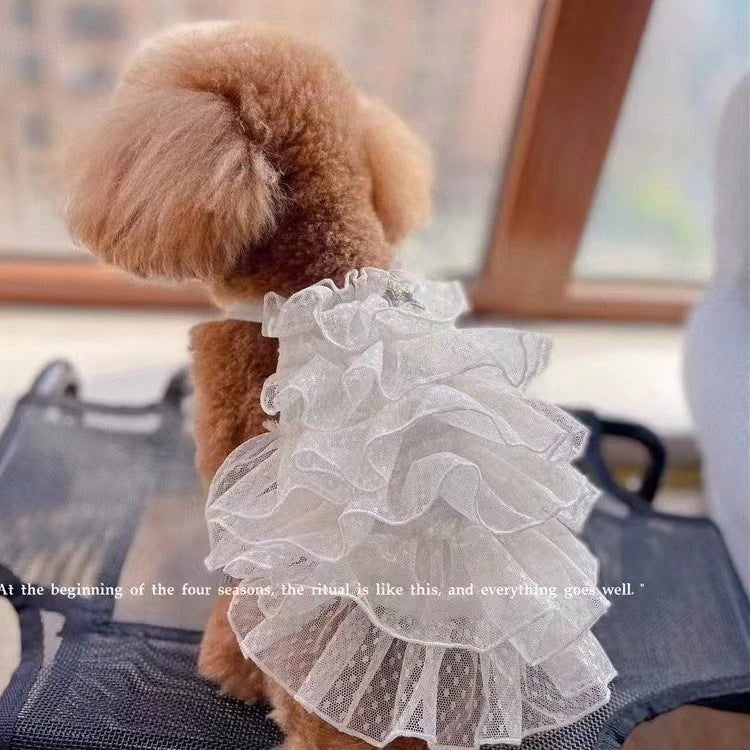メガ割 24天星いっぱいのウェディングドレスドレス甘い犬のペット服猫のスカートテディ王女のスカート
