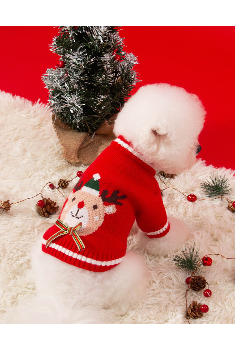 秋と冬犬エルククリスマスお祝いセーター小型および中型犬猫ペット服新年服 ペット服
