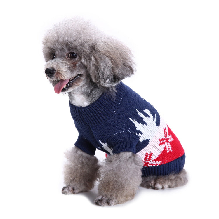 2023年新作入荷 ペット服 犬 服 Tシャツ ドッグウェアペットの服セーターハイネック犬の服セータークリスマス雪花の犬のセーター秋冬