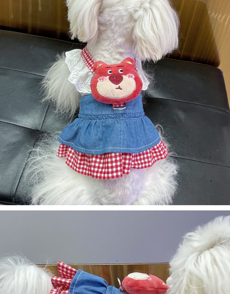 春夏新作 犬服 ペット服 犬 洋服 ペット 犬用品 小中型犬 ペットの犬の服 ワンピース 小型犬 夏 薄い部分 リード付き
