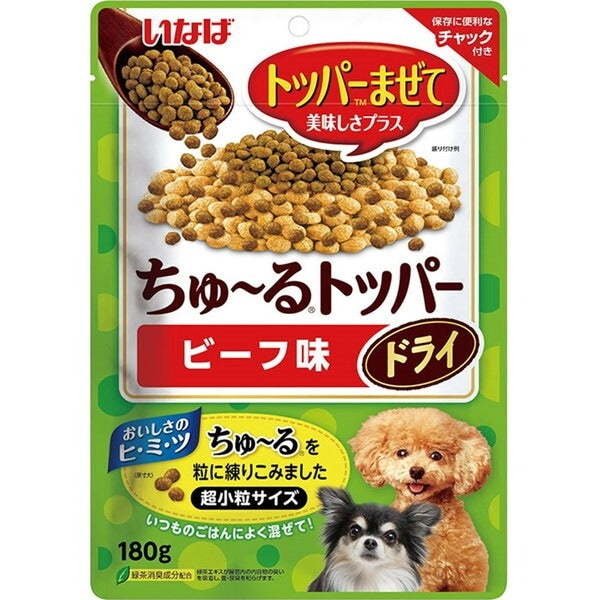 <a href="https://www.qoo10.jp/gmkt.inc/Search/brand.aspx?brandno=77771" target="_blank" class="title_brand" id="btn_brand" title="いなばペットフード">いなばペットフード</a>いなば ちゅ~るドライトッパー ビーフ味 180g