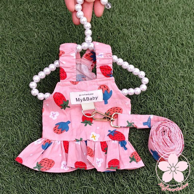 大人気 上品 ペット 服 安い 犬 春 夏 フルーツ 柄 ハーネス ウェア ワンピース かわいい 可愛い ハイブランド 猫 ドッグウェア