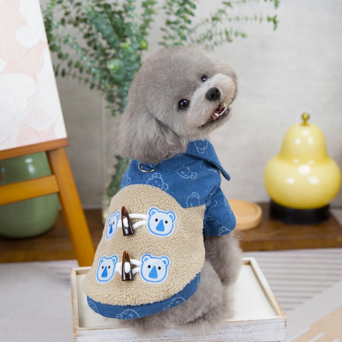 人気犬の服 ペットの服 小型犬や猫が着ることができる秋と冬暖かく快適なベアクロコボタン綿コート