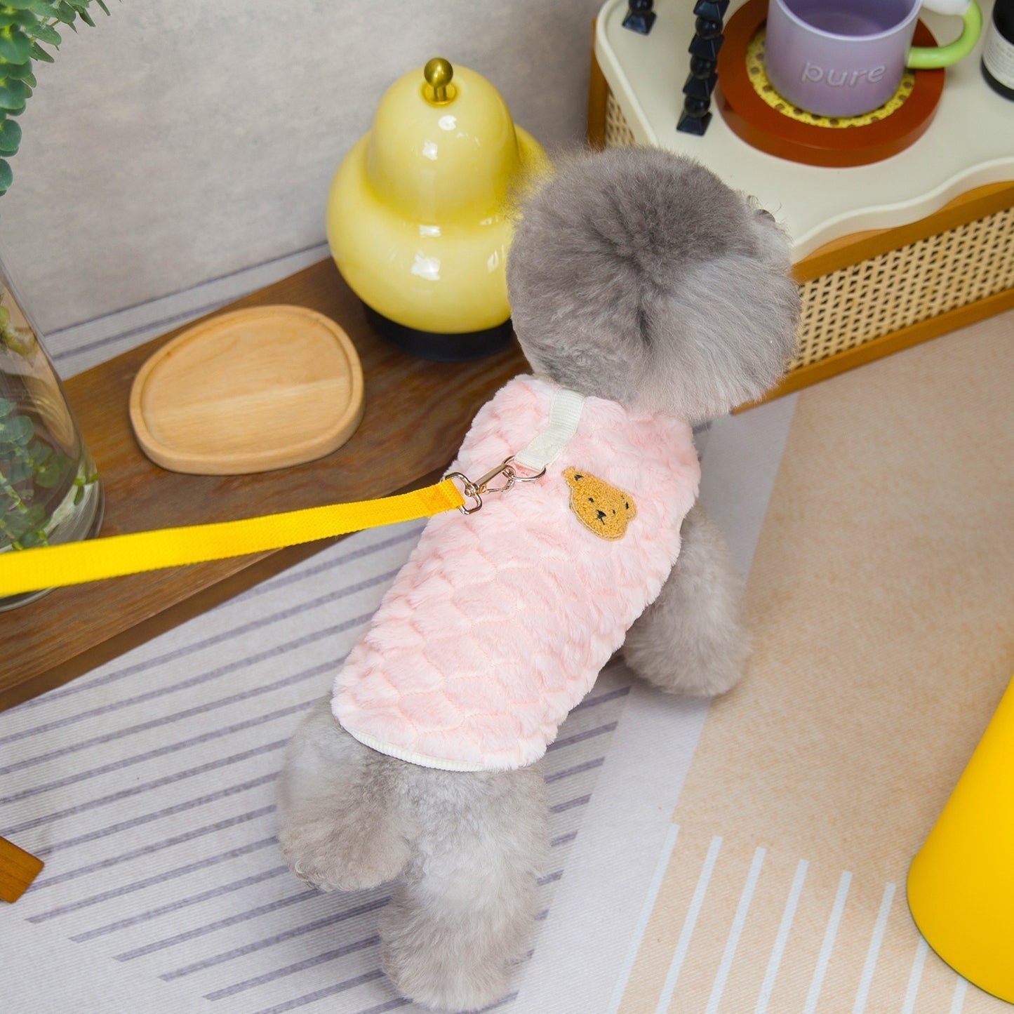 人気犬の服ペット服テディ小型犬猫が着ることができる秋と冬暖かい快適なピーチハート3色フリースジャケット