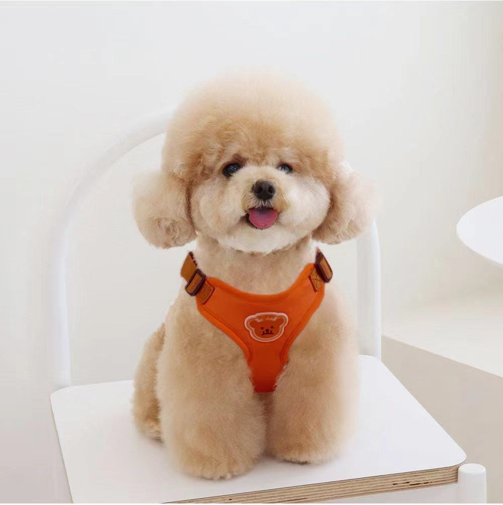 犬牽引ロープベスト小型ドッグラン熊テディ比熊通気ストラップ子犬チェーン調節