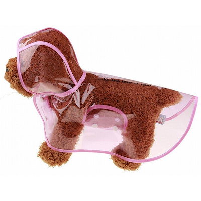 ペットファッション 犬用レインコート レインポンチョ ポンチョ型 ドッグウェア 雨具 カッパ レインウェア スケルトン 半透明 パーカー 帽子付き