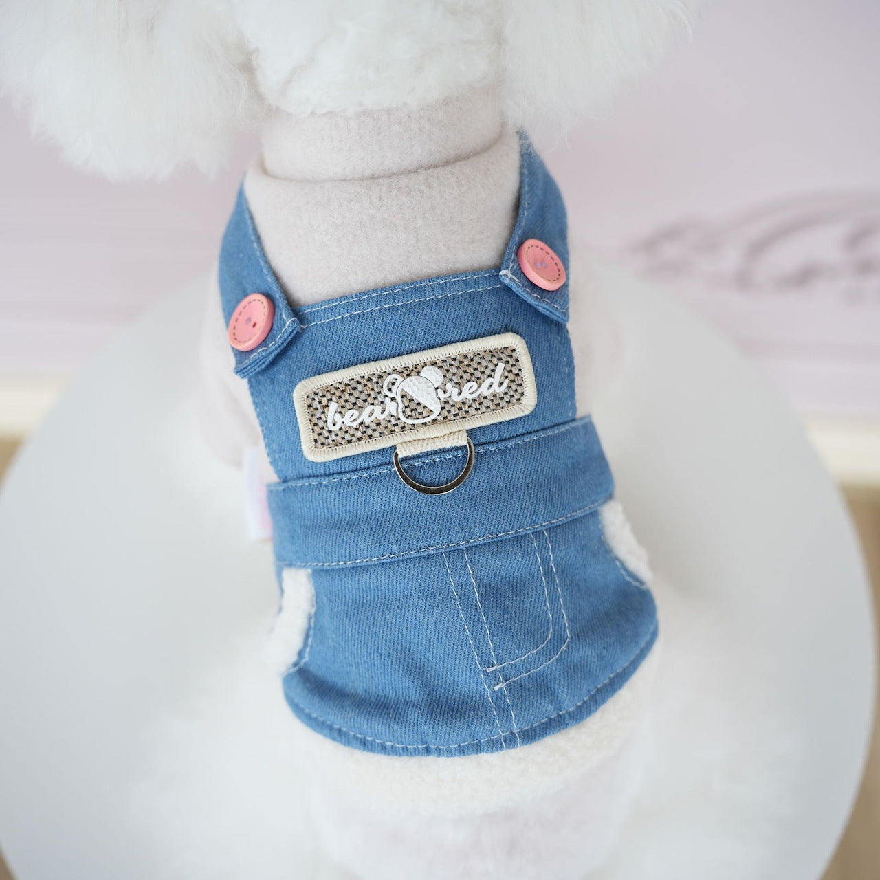 犬服ペット新作秋冬ウェア擦れデニムスーツ犬ビション背中4本足服ズボン2本足服