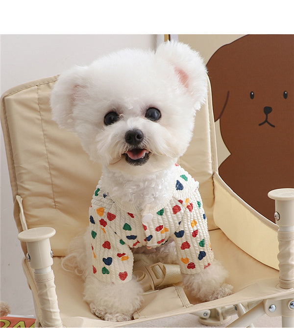 ドッグウェア ハート柄 犬 服 トップス 犬の服 あったか 秋 冬 超小型犬 小型犬 中型犬 猫 ペット 犬用 洋服 お散歩 可愛い メール便