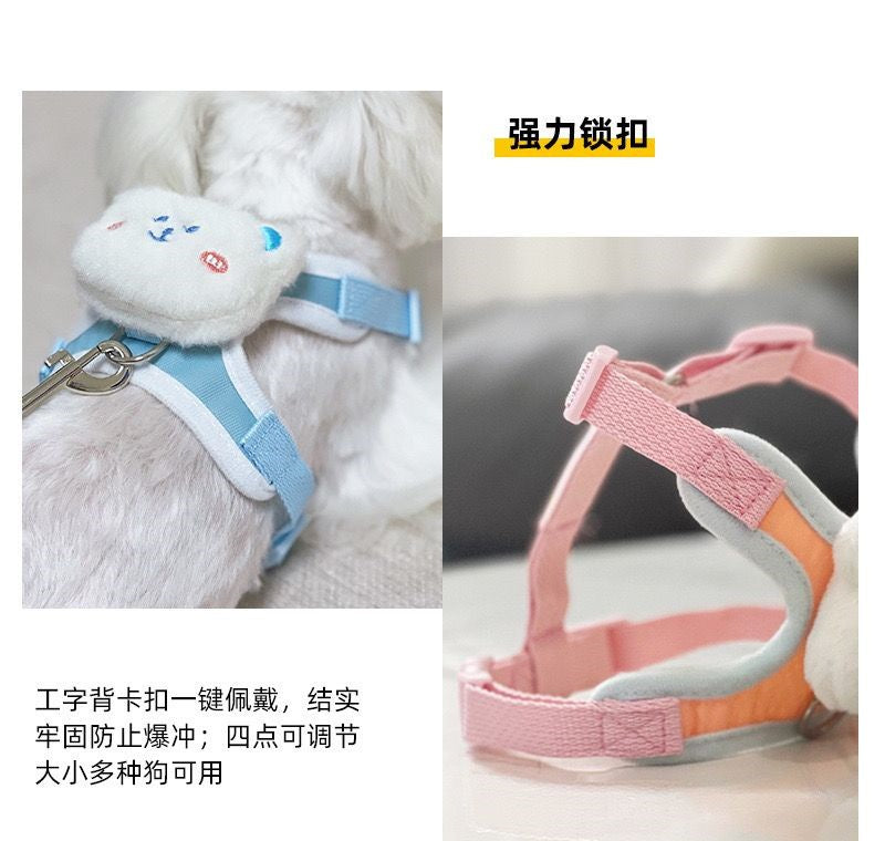 小型犬ペット犬犬外出可爱い熊背式テディ比熊猫牽引縄ドッグラン胸帯 メガ割ワンピースパンツトートバッグ