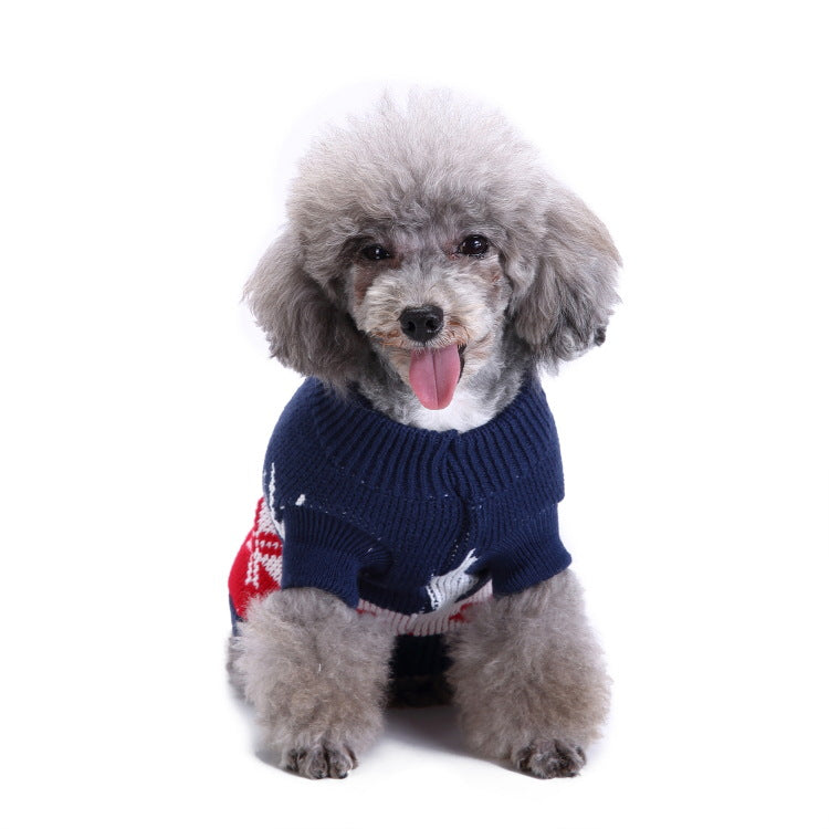 2023年新作入荷 ペット服 犬 服 Tシャツ ドッグウェアペットの服セーターハイネック犬の服セータークリスマス雪花の犬のセーター秋冬