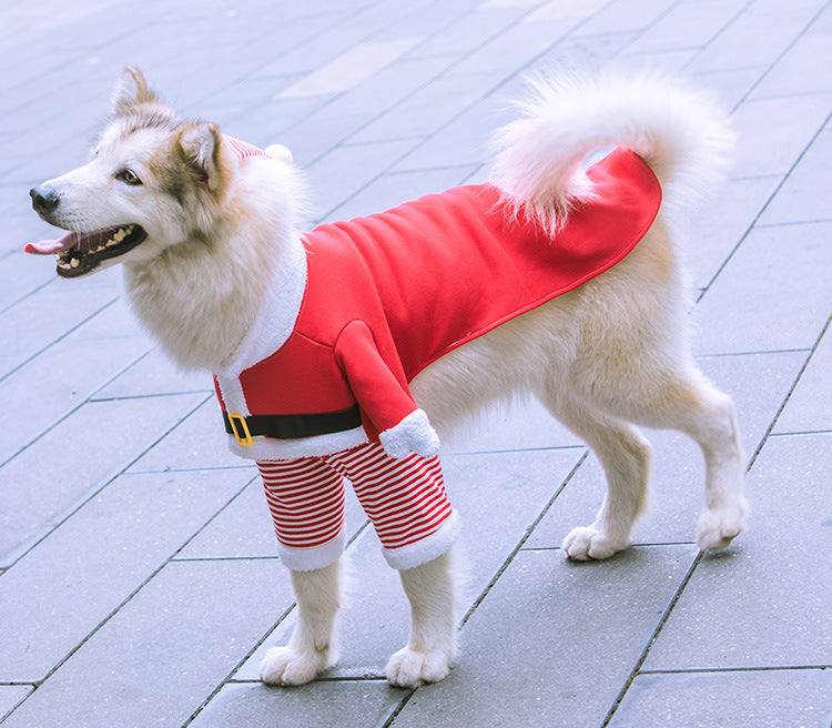 2023年新作入荷 ペット服 犬 服 Tシャツ ドッグウェア中国のビッグドッグと猫サンタクロース犬犬の犬のペット製品秋と冬の豪華なファンボディゴールデンレトリバーの変更