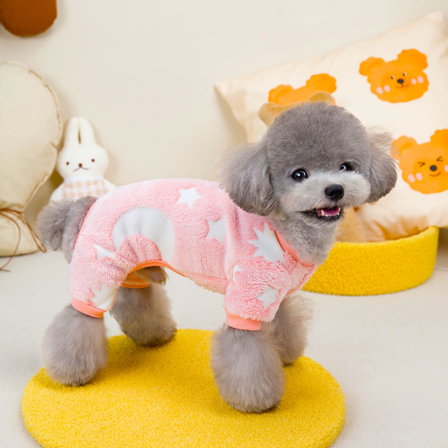 人気犬の服ペットの服小型犬や猫が秋と冬に着用することができ暖かく快適なグローインザダーク4本足のフリースのジャケット