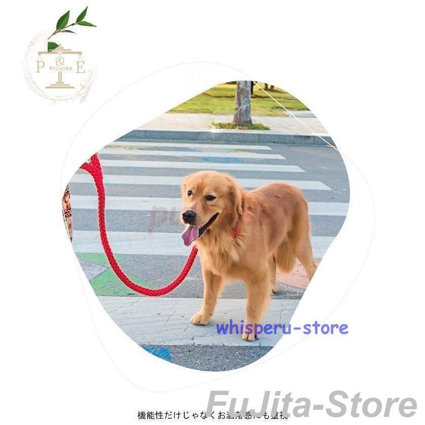 今年の流行,犬用 首輪 リード 2点セット 牽引ロープ ペット用品 大型犬 中型犬 牽引縄 セットアップ お洒落 ドッグウェア ハーネス 色切り替え