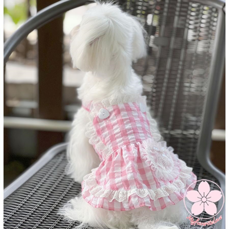 万能流行感 ぺット 服 安い 犬 春 夏 チェック フリル キャミソール かわいい 可愛い ハイブランド 猫 ドッグ ウェア