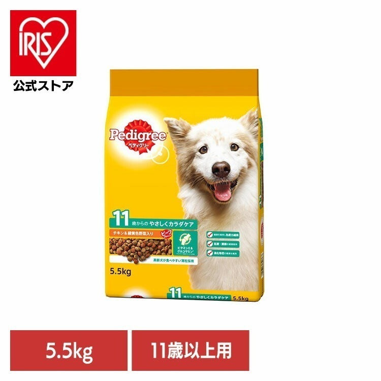 <a href="https://www.qoo10.jp/gmkt.inc/Search/brand.aspx?brandno=44601" target="_blank" class="title_brand" id="btn_brand" title="ペディグリー">ペディグリー</a>ドッグフード Pedigree ペディグリー 11歳から用 ヘルシーチキン&緑黄色野菜入り 5.5kg PDN25 マースジャパンリミテッド
