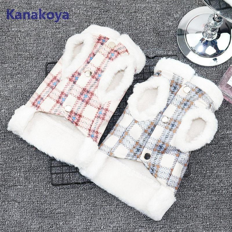 犬 服 ペットウェア 秋 冬 裏ボア 裏起毛 チェック柄 保温 防寒 あったか ドッグウェア 小型犬 中型犬 ペット用 愛犬 猫 旅行 お散歩