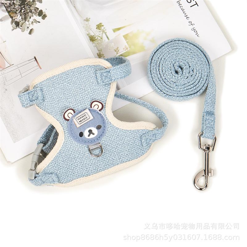 新商品プロモーション,数量限定 ペット用品 ハーネスとリード2点セット 犬用 猫用 犬猫兼用 全6色 素材ポリエステル綿混紡 麻 リード長さ110cmリード幅Sサイズ1cm Mサイズ1ペット用品 ハ