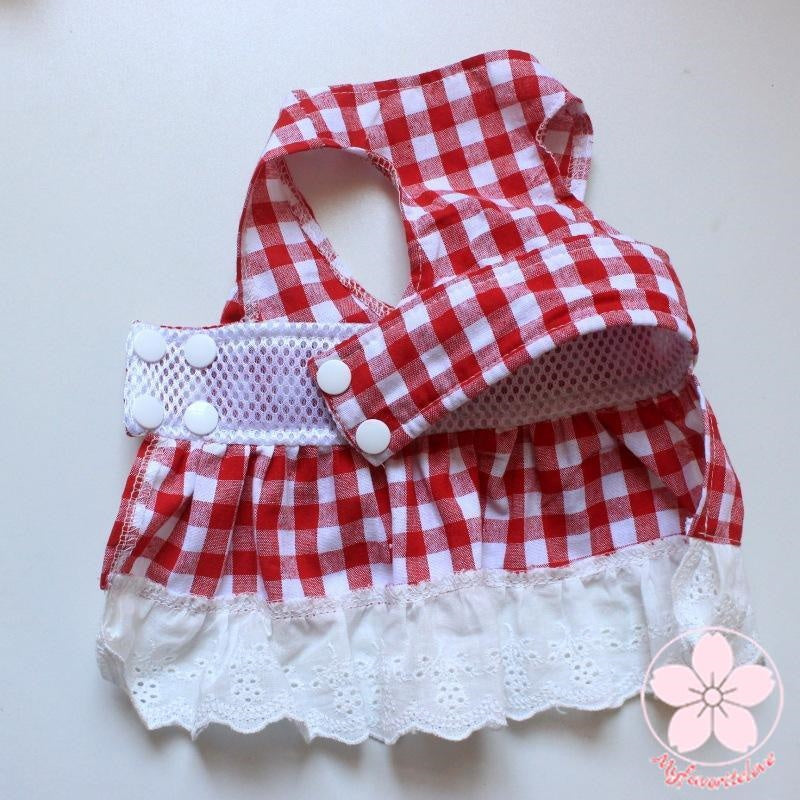 品質いいな新品 ペット 服 安い 犬 春 夏 秋 ギンガム チェック フリル ワンピース かわいい 可愛い ハイブランド 猫 ドッグウェア