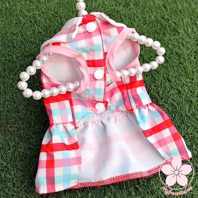 大人の魅力 ペット 服 安い 犬 春 夏 ノースリーブ チェック ワンピース かわいい 可愛い ハイブランド 猫 ドッグウェア