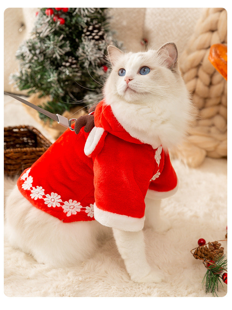 秋冬の犬服 テディボーミペットのコキシナレビーベア秋冬服 猫の服クリスマスシリーズ鹿の角のマント