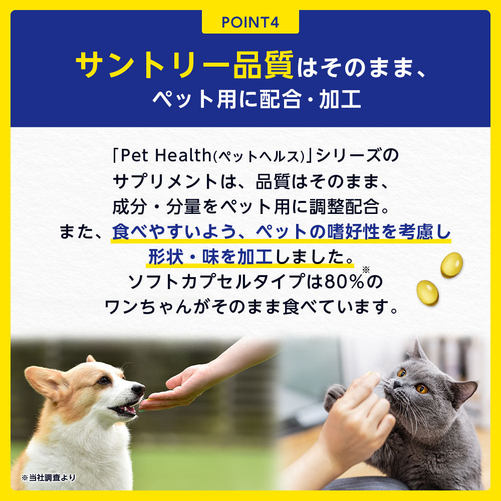 <a href="https://www.qoo10.jp/gmkt.inc/Search/brand.aspx?brandno=128060" target="_blank" class="title_brand" id="btn_brand" title="Suntory Wellness">Suntory Wellness</a>サントリー 公式 Pet Health (ペットヘルス) セサミンE 動物用栄養補助食品 ビタミンE 30粒入/約15~30日分