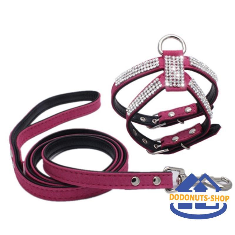 中型犬 2点セット イヌ 犬用品 ラインストーン お おしゃれ ペット用品 胴輪 リード かわいい 犬グッズ お散歩 キラキラ 犬用 小型犬 ハーネス