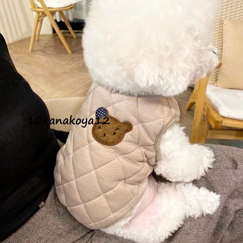 犬 服 ジャケット コート クマ 犬の服 オシャレ 防寒 キルティング ダウン風ジャケット 冬 防寒 冬服 冬物