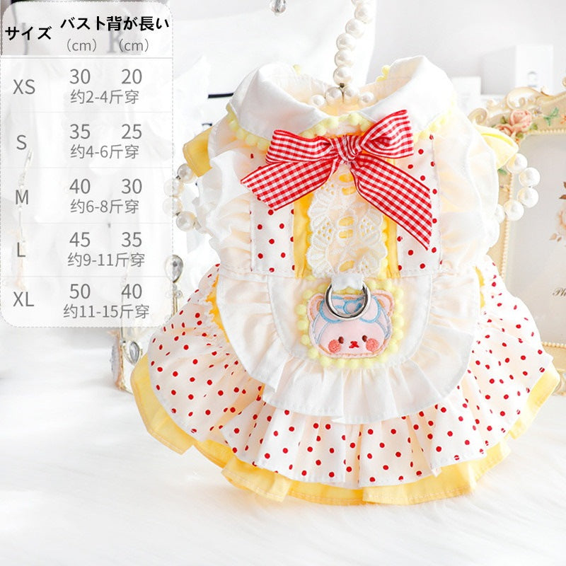 ペットウェア 猫犬服 春夏秋新金薄手の金ガス透過性涼しい犬の服かわいい猫の新生ミルク犬のミルク猫のプリンセスワンピース子犬マシュマロ小型犬ペットテディ服キャミソールロリータの猫犬服