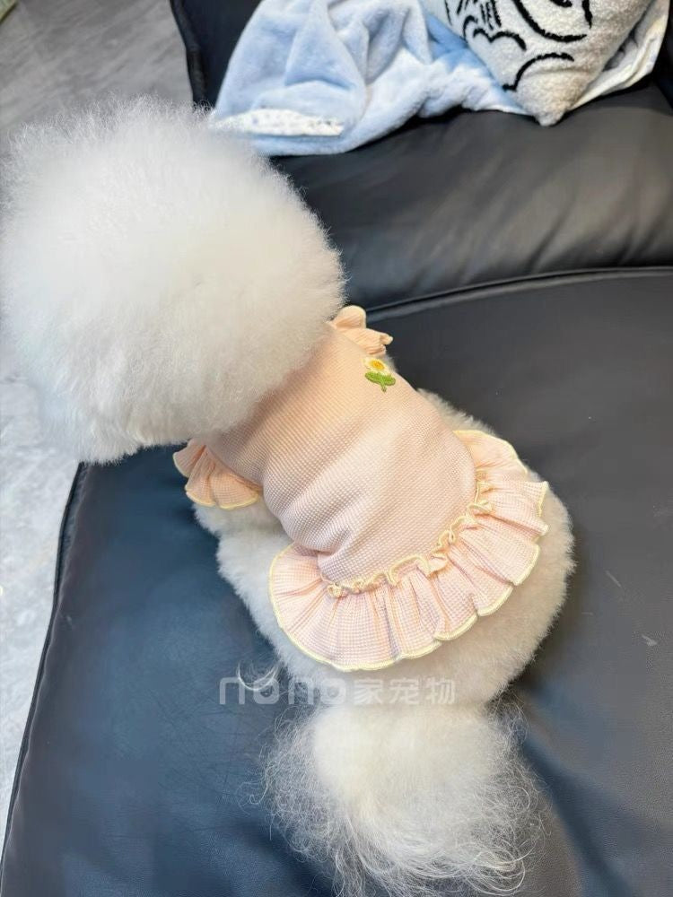 ペット猫 テディ かわいい 通気性の良い服 ビションフリーゼ 犬服 春夏新作 ワッフル 犬 服 犬の服 犬 洋服 犬の服夏 犬洋服