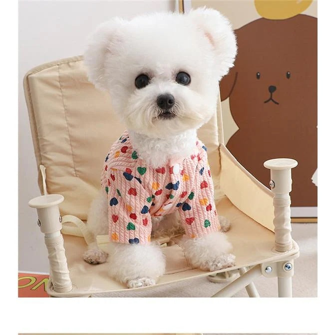 ドッグウェア ハート柄 犬 服 トップス 犬の服 あったか 秋 冬 超小型犬 小型犬 中型犬 猫 ペット 犬用 洋服 お散歩 可愛い メール便