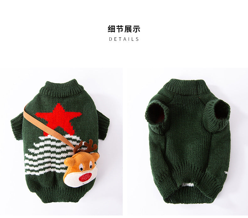 猫クリスマスお祭り秋冬ヘラジカクロスボディニットジャンパー犬暖かいハロウィンペット服