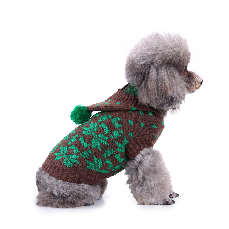 2023年新作入荷 ペット服 犬 服 Tシャツ ドッグウェアペットの服セーターハイネック犬の服セータークリスマス雪花の犬のセーター秋冬