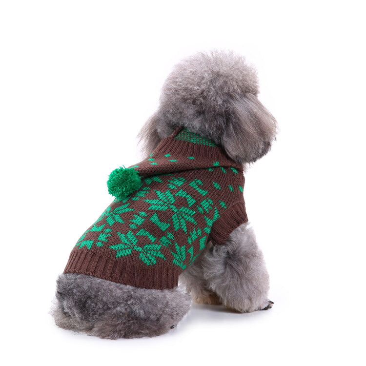 2023年新作入荷 ペット服 犬 服 Tシャツ ドッグウェアペットの服セーターハイネック犬の服セータークリスマス雪花の犬のセーター秋冬