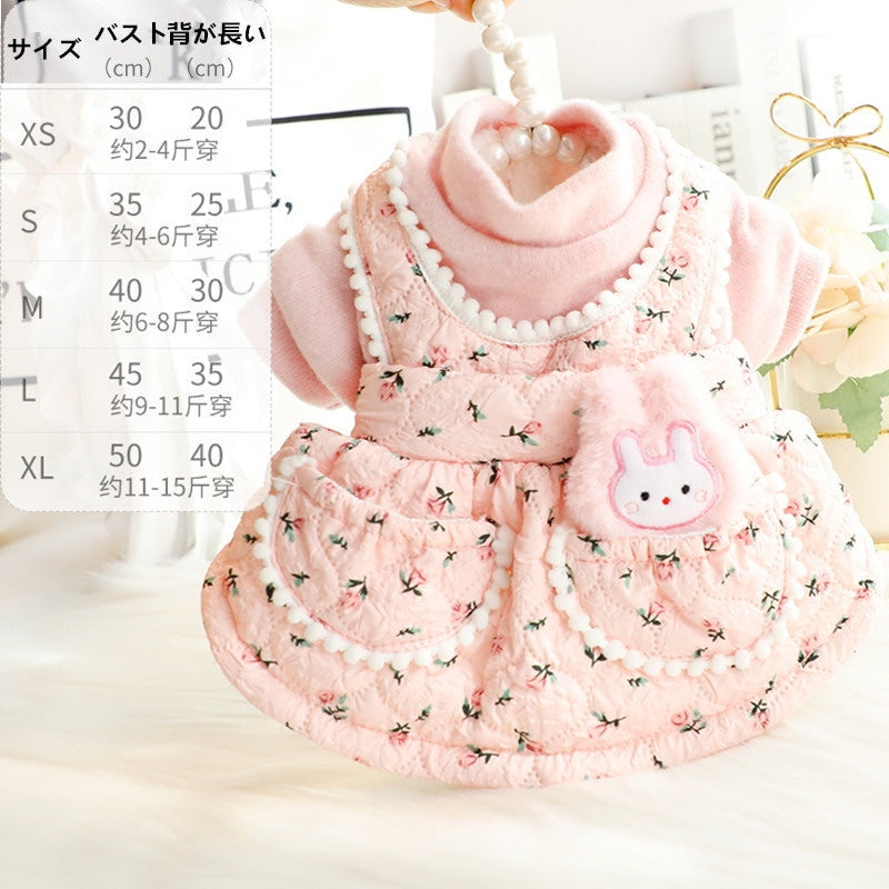 2色XS-XLあたたまることスエード入り厚手タイプ犬の服かわいい猫の新生ミルク犬のミルク猫のプリンセスワンピース子犬マシュマロ小型犬ペットテディ服キャミソール甘い猫犬服CXDZ63