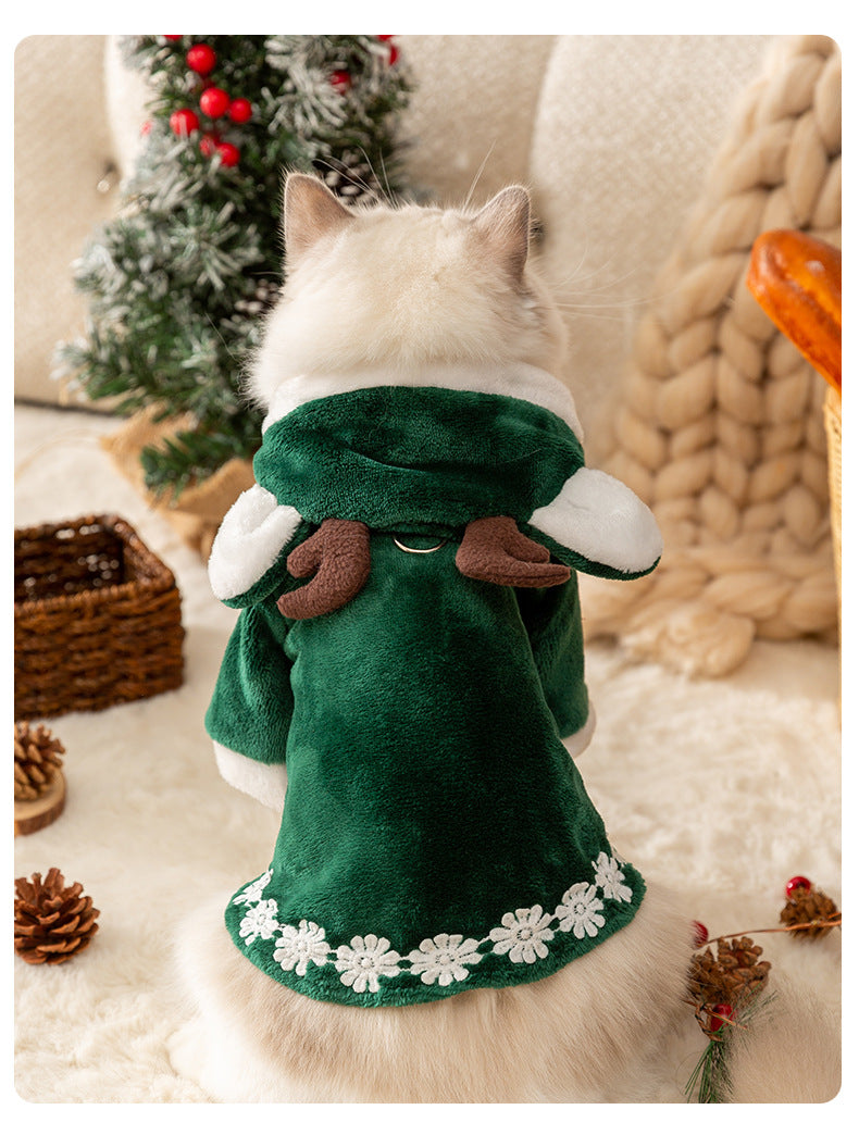 秋冬の犬服 テディボーミペットのコキシナレビーベア秋冬服 猫の服クリスマスシリーズ鹿の角のマント