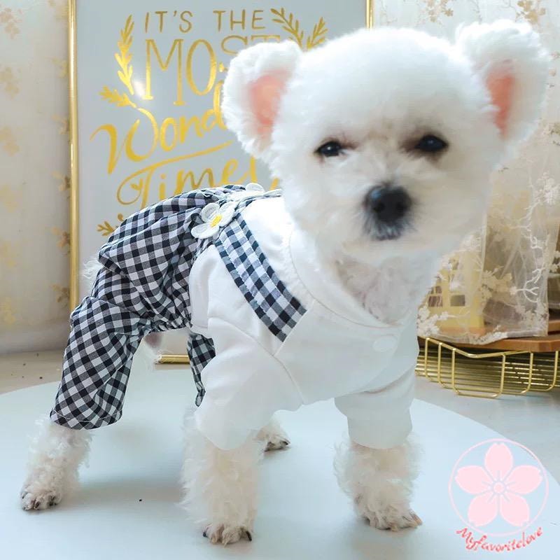 万能流行感 ペット 服 安い 犬 春 夏 秋 冬 ギンガム チェック サロペット かわいい 可愛い ハイブランド 猫 ドッグウェア