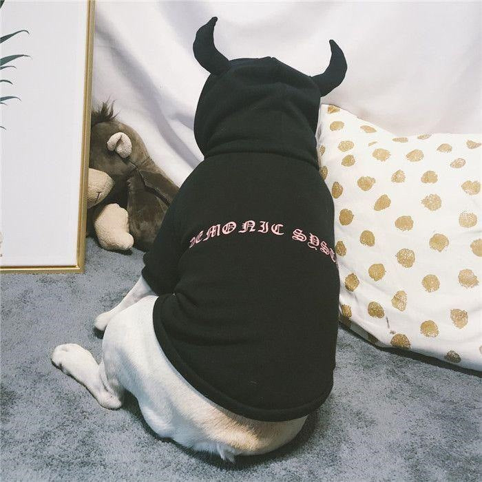 犬 服 デビル ハロウィン コスプレ フレブル服 裏起毛パーカー フレンチブルドッグ ペットウェア