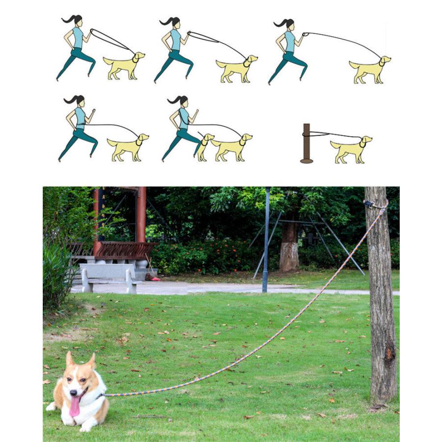 犬 リード 2.6m ショルダーリード 肩掛けリード 2頭引き リード ロングリード 反射機能 小型犬 中型犬 散歩 コンパクト 長い 多頭飼い