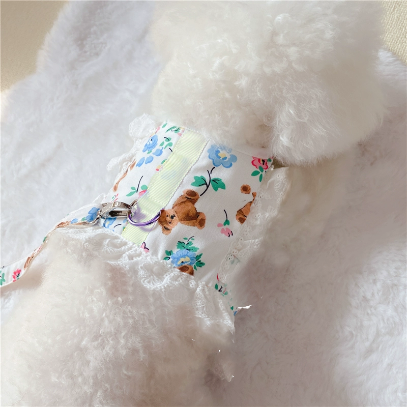 犬の牽引紐のベスト式のかわいいペットの服の夏の薄いタイプの王女の風は犬の牽引紐の猫の服を散歩します メガ割ワンピースパンツトートバッグ