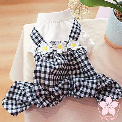 万能流行感 ペット 服 安い 犬 春 夏 秋 冬 ギンガム チェック サロペット かわいい 可愛い ハイブランド 猫 ドッグウェア