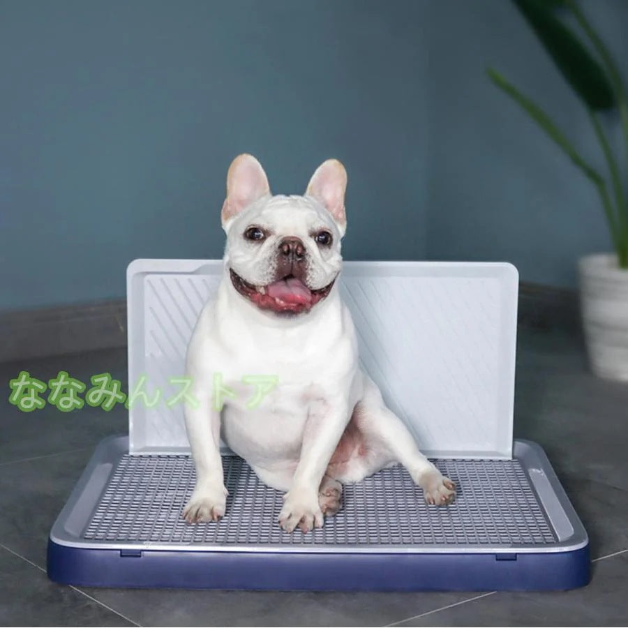 工ガ割-(注文はすぐに手配)犬用トイレトレー 犬のトイレ 犬 オス用 メス用 壁タイプ L字型のトイレ 小型犬 中型犬 メッシュ付き 壁付別売り フラットタイプ ホワイト ブルー トレーニング