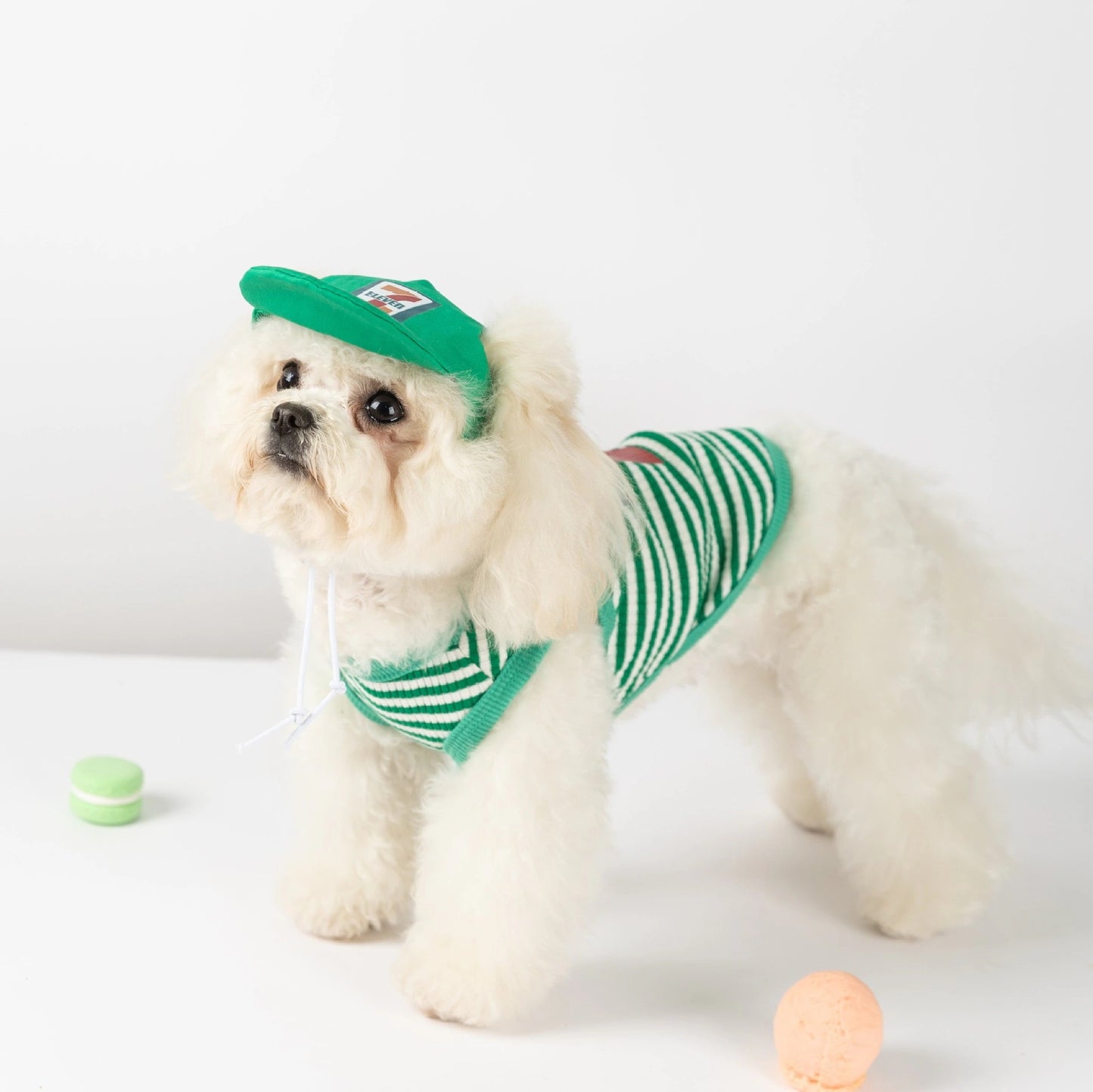 犬 洋服 春夏犬服ボーダーベスト帽子リードスリング小型犬猫ペット服