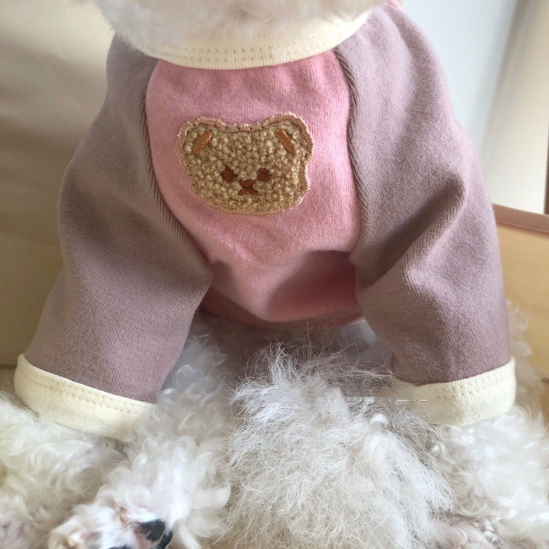 韓国 ペットウェア 新しい切り替えペット冬服 暖かいゆったりペットウェア シンプル中型犬服 可愛い