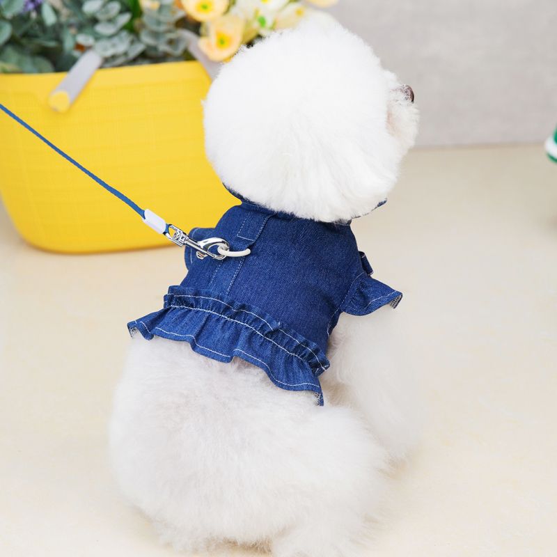 ペットの猫の服の王女の子犬のデニムのスカートのベスト メガ割ワンピースパンツトートバッグ