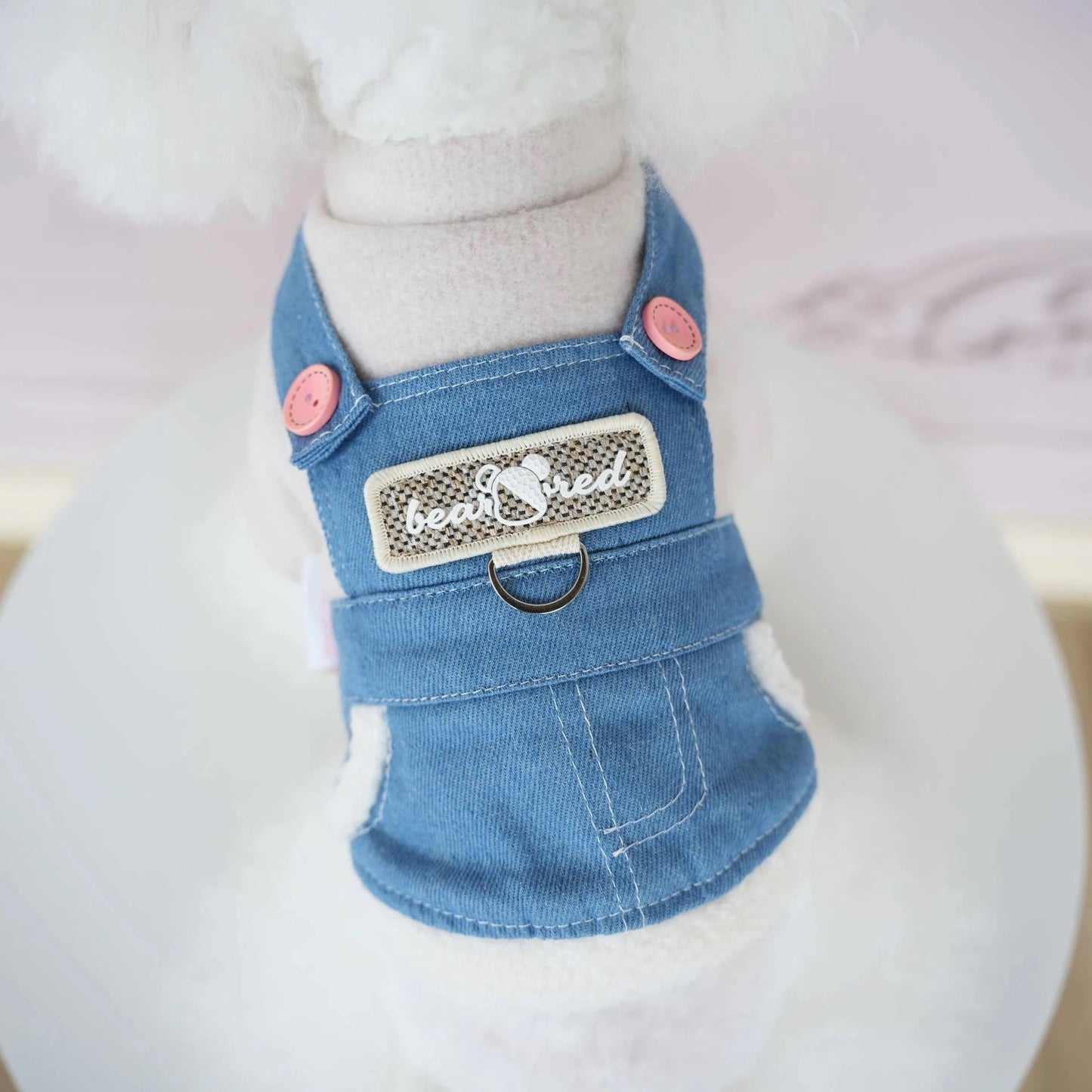 犬服ペット新作秋冬ウェア擦れデニムスーツ犬ビション背中4本足服ズボン2本足服