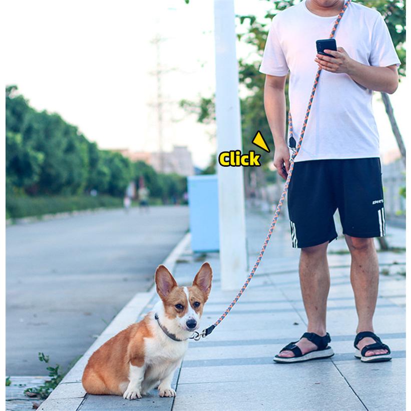 犬 リード 2.6m ショルダーリード 肩掛けリード 2頭引き リード ロングリード 反射機能 小型犬 中型犬 散歩 コンパクト 長い 多頭飼い