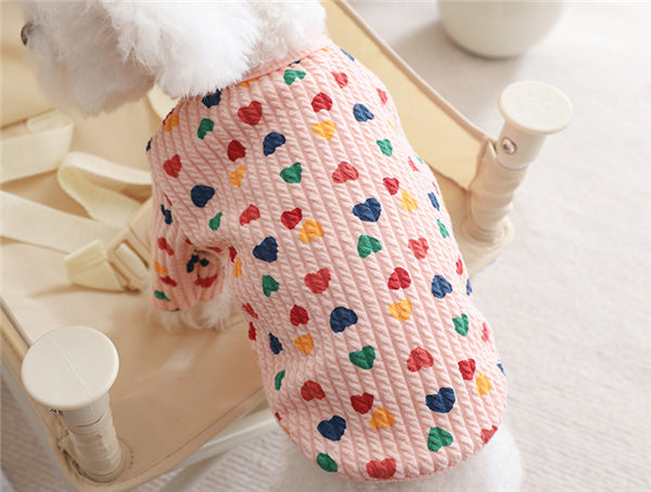 ドッグウェア ハート柄 犬 服 トップス 犬の服 あったか 秋 冬 超小型犬 小型犬 中型犬 猫 ペット 犬用 洋服 お散歩 可愛い メール便