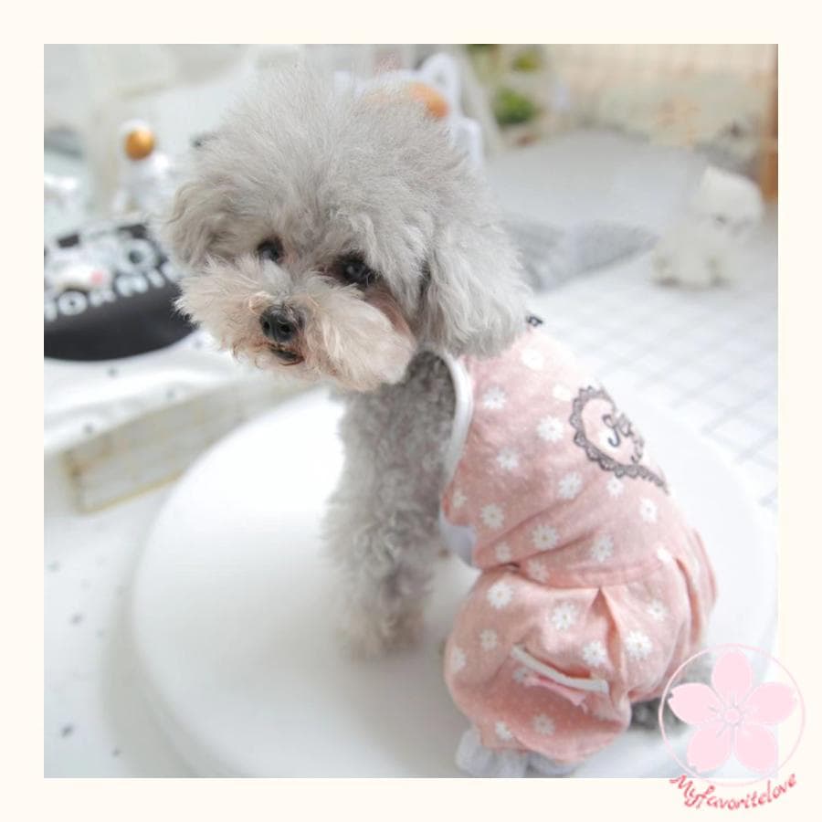 万能流行感 ペット 服 安い 犬 春 夏 ハート 花 柄 ロンパース つなぎ 服 かわいい 可愛い ハイブランド 猫 ドッグウェア